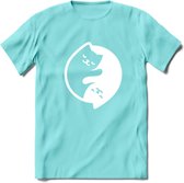 Ying Yang Sleepy Kat - Katten T-Shirt Kleding Cadeau | Dames - Heren - Unisex | Dieren shirt | Grappig Verjaardag kado | Tshirt Met Print | - Licht Blauw - L