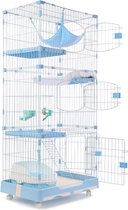 Kattenkooi - Box - Grote Ruimte - Luxe Huis - Met Hangmat - Binnen - Tweelaags / Drielaags - Duurzaam - Kooi - Blauw - S