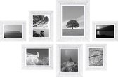 Cadre photo - Henzo - Bois flotté - Mur photo - 7 cadres - Blanc