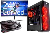 omiXimo - Game PC Ryzen 5 3600 4,2 Ghz, 16 GB DDR4 werkgeheugen, GTX 1650, 240GB SSD schijf en 1 TB HDD 24" Curved Gaming Set - LC988