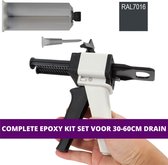 Epoxy kit set voor douchegoten - 30 t/m 60 cm lang - Antraciet - RAL7016 - 2-componenten