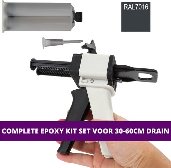 Foto: Epoxy kit set voor douchegoten 30 t m 60 cm lang antraciet ral7016 2 componenten