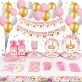 Unicorn 143 Delig - Feest - decoratie - verjaardag - YAR - Thema Verjaardag Decoratie Versiering – Feestpakket met ballonnen - Taart decoratie - Slingers - Vlaggenlijn - Kinderfeestje Meisje - Kinderfeest - Themafeest -