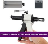 Epoxy kit set voor douchegoten - 120 t/m 140 cm lang - Antraciet - RAL7016 - 2-componenten