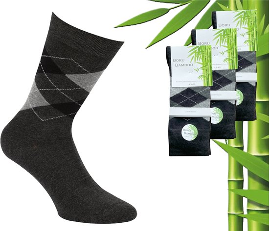 3 Paar Boru Bamboo Sokken - Bamboe - Square - Antra - Maat 46-47