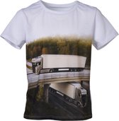 Jongens shirt korte mouwen wit met vrachtwagen | Maat 116/ 6Y