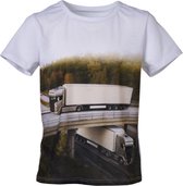 Jongens shirt korte mouwen wit met vrachtwagen | Maat 104/ 4Y