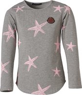 Meisjes shirt lange mouwen grijs met roze zeesterren | Maat 104/ 4Y