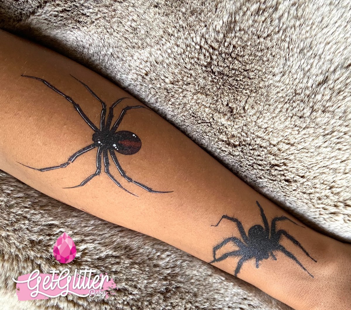 GetGlitterBaby® - Spinnen Tattoo Halloween Decoratie Versiering / Carnaval Schmink Make Up Plak Tattoos / Tijdelijke Tattoo / Nep Tatoeage - Spinnen — afbeelding 8