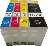 Epson T3591-T3594 Hervulbare Cartridge Mediaholland® 35XL met ARC chip. De cartridges worden automatisch gereset, dus geen chipresetter nodig. Zeer eenvoudig te vullen.