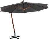 vidaXL Zweefparasol met paal 3,5x2,9 m massief vurenhout antraciet