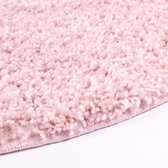 Tapijtenloods Shaggy Hoogpolig Vloerkleed Effen Roze Rond - 120 CM ROND -