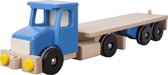 Blauwe houten vrachtwagen - 52x10x13cm - Handgemaakt - Uniek design - LUPO