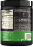 Achterkant van een pot micronised creatine poeder met voedingsinformatie en gebruiksaanwijzingen.