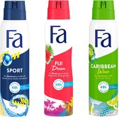 FA Deodorant Mix Pakket - 1x Fa Sport - 1x Fa Fiji - 1x Fa Caribbean