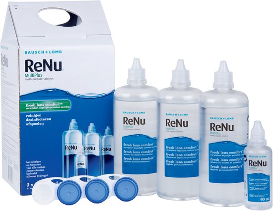 1 x Renu Multiplus Fresh Lens Comfort Multipack - 3 x 360 ml + 60 ml + 4 porte-lentilles - Solution pour lentilles
