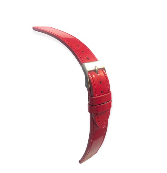 bracelet de montre-16mm-laque-rouge-cuir véritable-cuir avec laque rouge-16 mm
