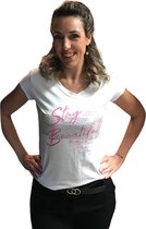 T-shirt wit stay beautiful musthaves by Elja maat S/M