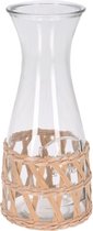 Karaf met ratan | Glas | 1200 ML | Waterkaraf | Wijnkaraf | Karaf glas voor op tafel | keuken artikelen | Woonaccessoires | Decoratie | Interieur