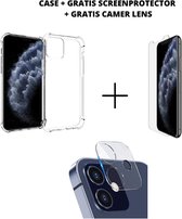 Xssive - iphone 12 PRO - TPU Anti Shock Back Cover Case voor Apple iPhone + GRATIS SCREENPROTECTOR + GRATIS CAMERAPROTECTOR