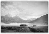 Mooie Gebergte in Mistig Natuurlandschap - Foto op Dibond - Aluminium Schilderij - 120x70 cm