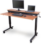 Verstelbaar Twee-Laags Zit Sta Bureau 150cm Teak Top / Zwart Frame