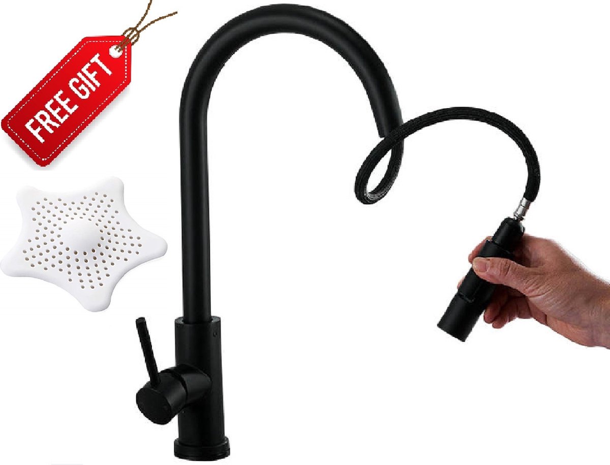 40€01 sur Robinet de cuisine-DALMO DAWF04JD-360° pivotant, Robinet d'évier  extensible en acier inoxydable - Installations cuisine - Achat & prix