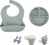 Milla Siliconen Baby Servies - 5-delige Set - Gekleurd Servies voor Kids - Kinderen en Peuter - Schattig - Grijs