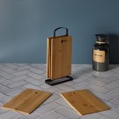 Cook Concept - Bamboe Snijplank met metalen houder - Set van 6 Stuks - Snijplankenset - Kleine -Bamboe