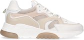 Manfield - Dames - Off white leren sneakers met beige details - Maat 39