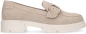 Manfield - Dames - Beige suède loafers met gesp - Maat 40