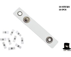 Bob Online ™ - 10 Stuks – Bretel Clip Badgehouder voor Pasjes Vinyl Plastic - met klip- en ooggaatje –  Makkelijk bevestigen aan lanyards en sleutelhangers – Clear Vinyl Plastic ID Badge Holder Strap with Snap & Eyelet Hole – Bretel Bandjes voor ID