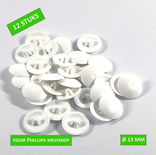 TQ4U Cache pour vis Phillips - Ø 13 mm - Plastique - Wit - 12 pièces