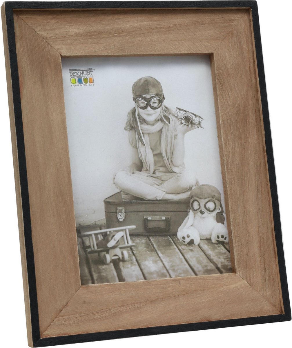 Deknudt Frames fotolijst S67TX2 - zwart + houten passe-partout - 13x18