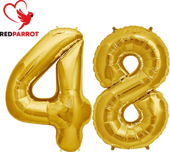 48 jaar | 81 CM XXL Ballon | verjaardag | verjaardagskado | Goud | Cijfer | Getal | Balon
