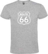 Grijs t-shirt met 'Route 66' print Wit size XS
