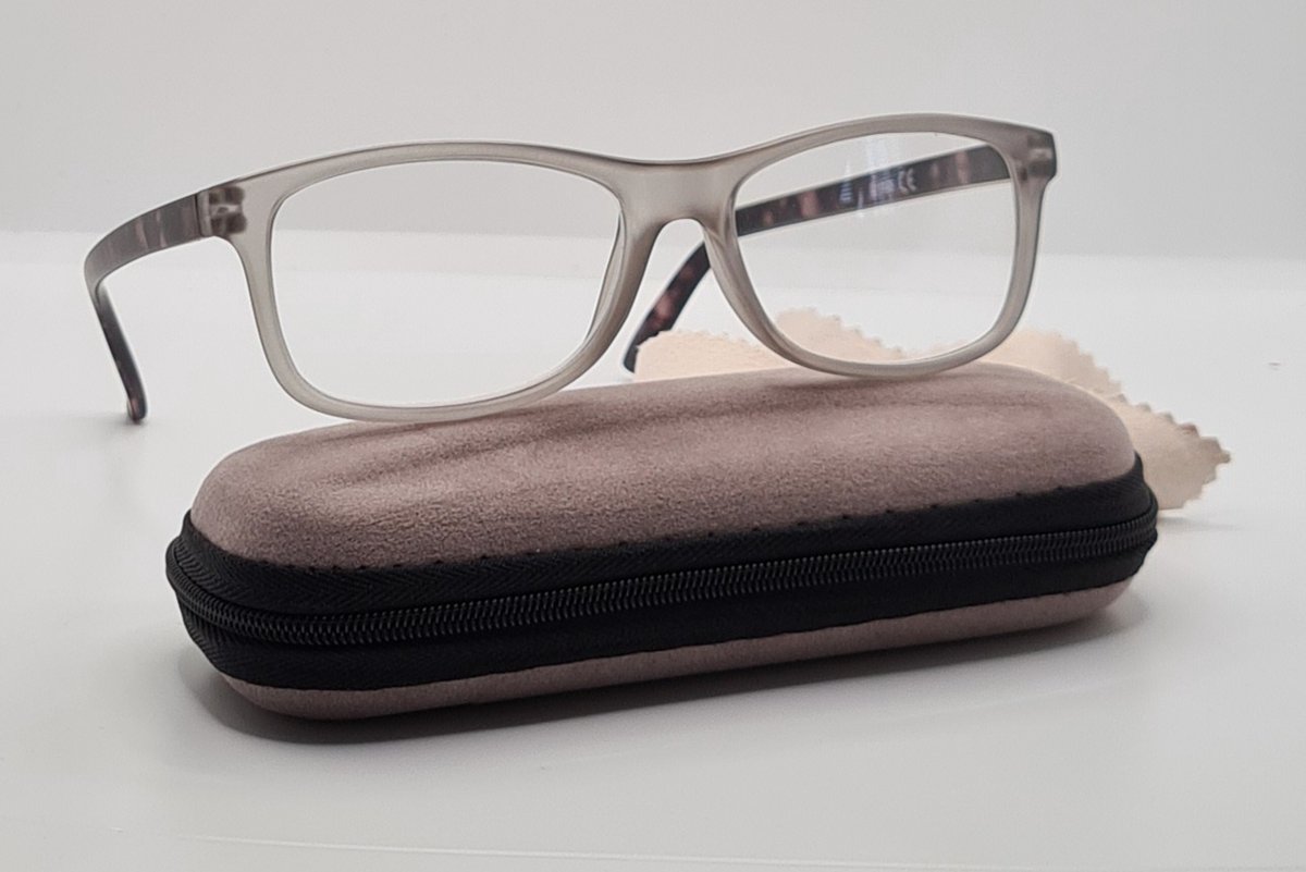 Leesbril +3,0 met brillenkoker, bril met sterkte, lichtgewicht vrouwen leesbril +3.0 grijs 011939, Lunettes de Lecture / Aland optiek