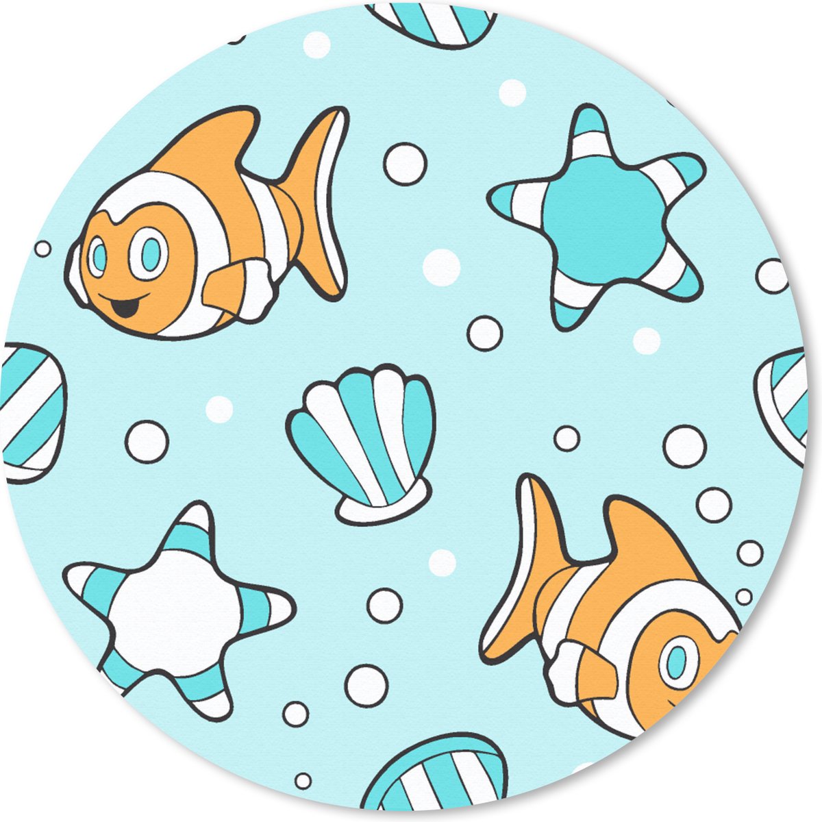 Muismat rond 30x30 cm - Mousepad Patroon - Clownvis - Zee - Dieren - Ronde muismatten
