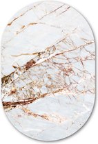Wandovaal Marmer wit rosé goud - WallCatcher | Kunststof 40x60 cm | Ovalen schilderij | Muurovaal Marble Rose Gold op Forex