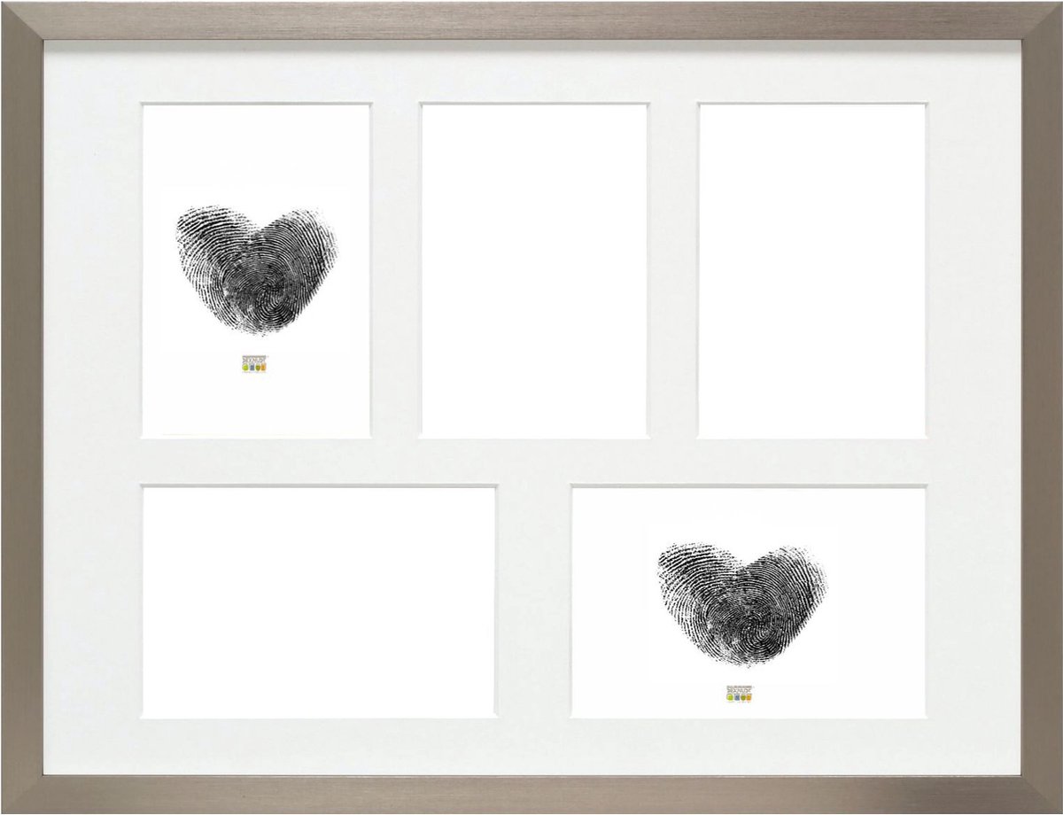 Deknudt Frames multifotolijst - zilver kleur - collagelijst voor 5 foto's 10x15 cm - met passe-partout