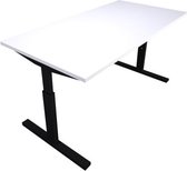 Offeco  Bureau Lobo  - Verstelbaar - Bureaus - Bureau - Kantoormeubels - Game bureau - height adjustable desk - Gaming desk - computertafel - Thuiswerken - 120x80cm - Zwart - Wit-- blad-  onderstel- x80