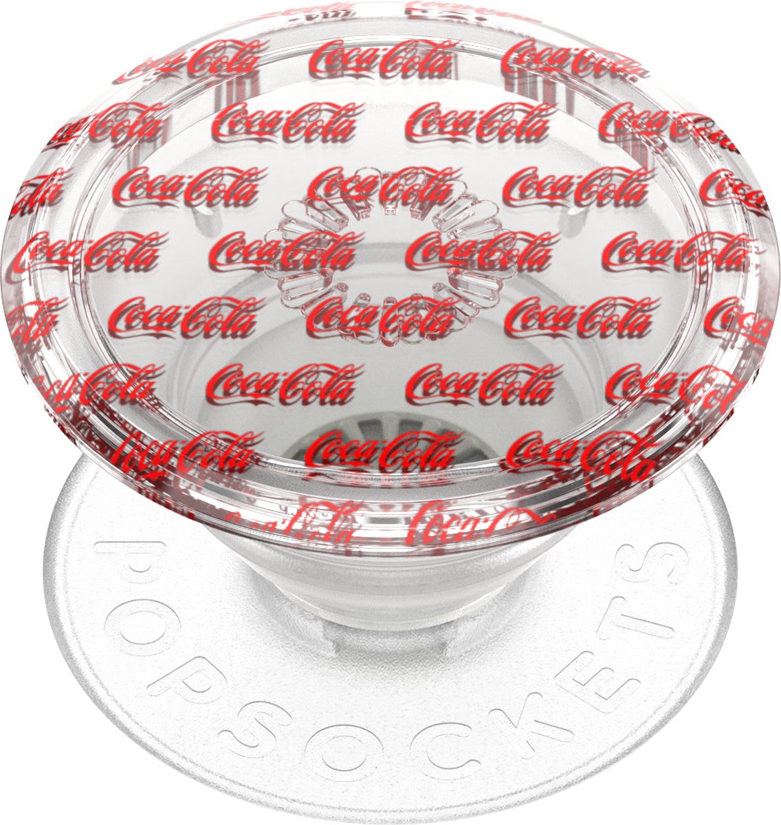 PopSockets PopGrip x Coca Cola® - Telefoonbutton en Standaard - Logo (Doorzichtig)