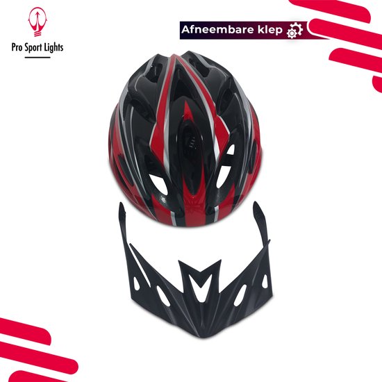 Fietshelm Dames/Heren Pro Sport Lights - Rood/Zwart - Medium 52/58cm — afbeelding 5