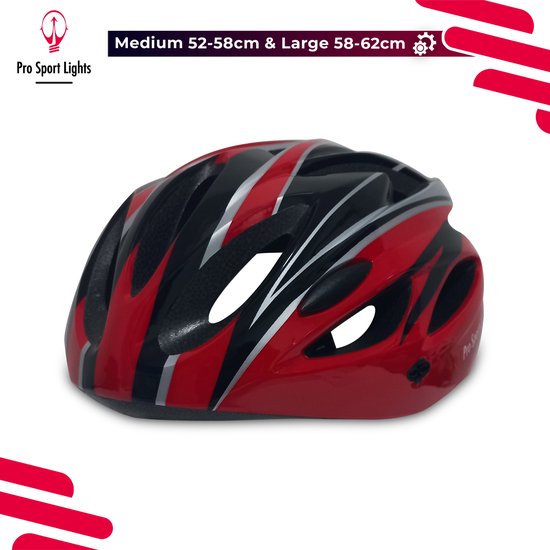 Fietshelm Dames/Heren Pro Sport Lights - Rood/Zwart - Medium 52/58cm — afbeelding 4