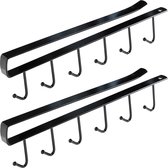 Crochets de support de cuisine - crochets de suspension coulissants pour étagère - porte-ustensiles de cuisine - 6 crochets (x2) - noir