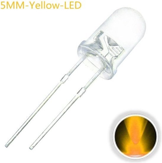 Foto: Otronic 10x led diode transparant 5mm geel 2v