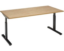 Offeco  Bureau Lobo  - Verstelbaar - Bureaus - Bureau - Kantoormeubels - Game bureau - height adjustable desk - Gaming desk - computertafel - Thuiswerken - 200x80cm - Zwart - Midden eiken-- blad-  onderstel- x80