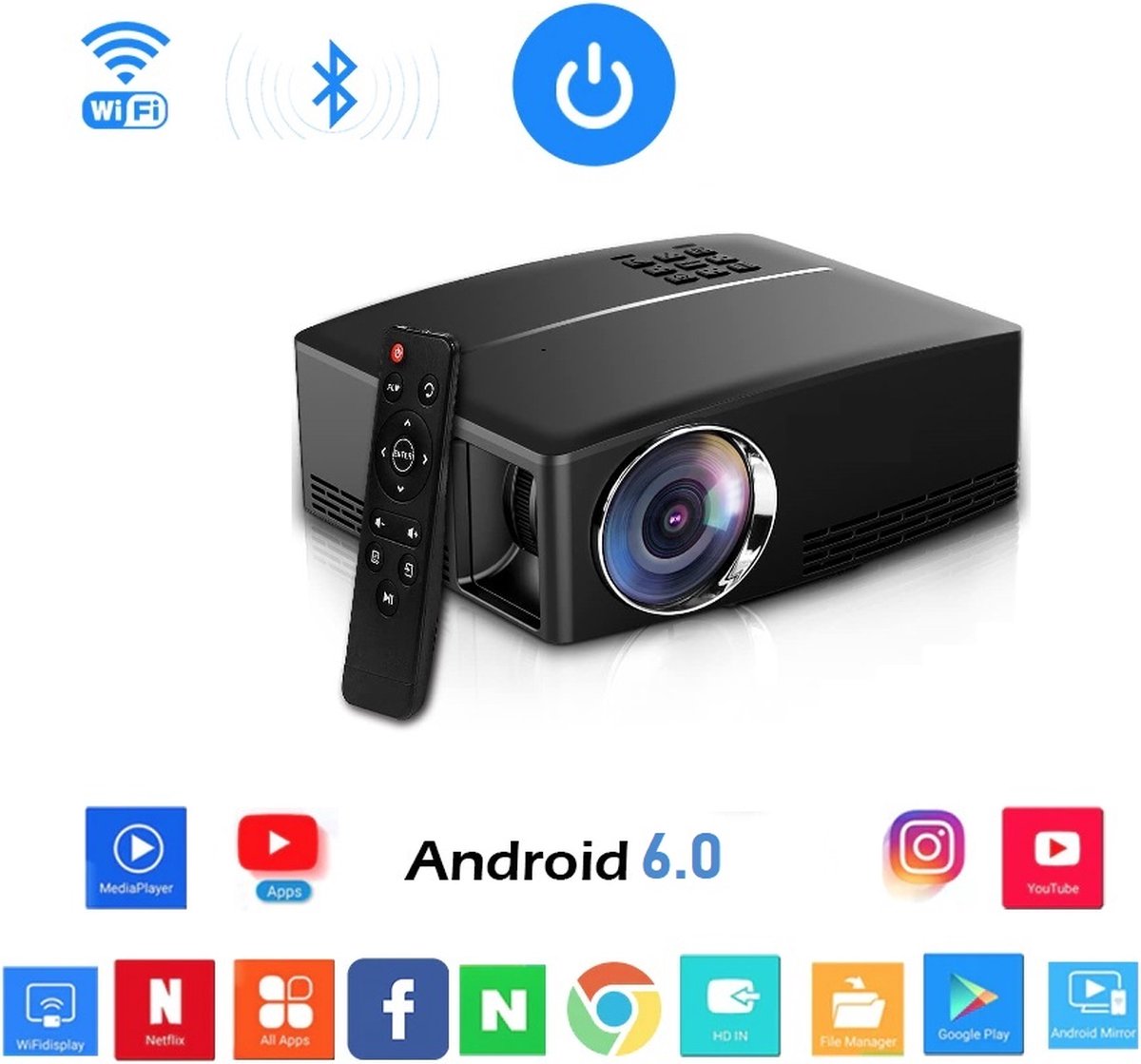 Deal Parts Beamer - Input tot Full HD - Android 6.0 - Streamen Vanaf Je Telefoon Met WiFi - Mini Projector - Deal Parts