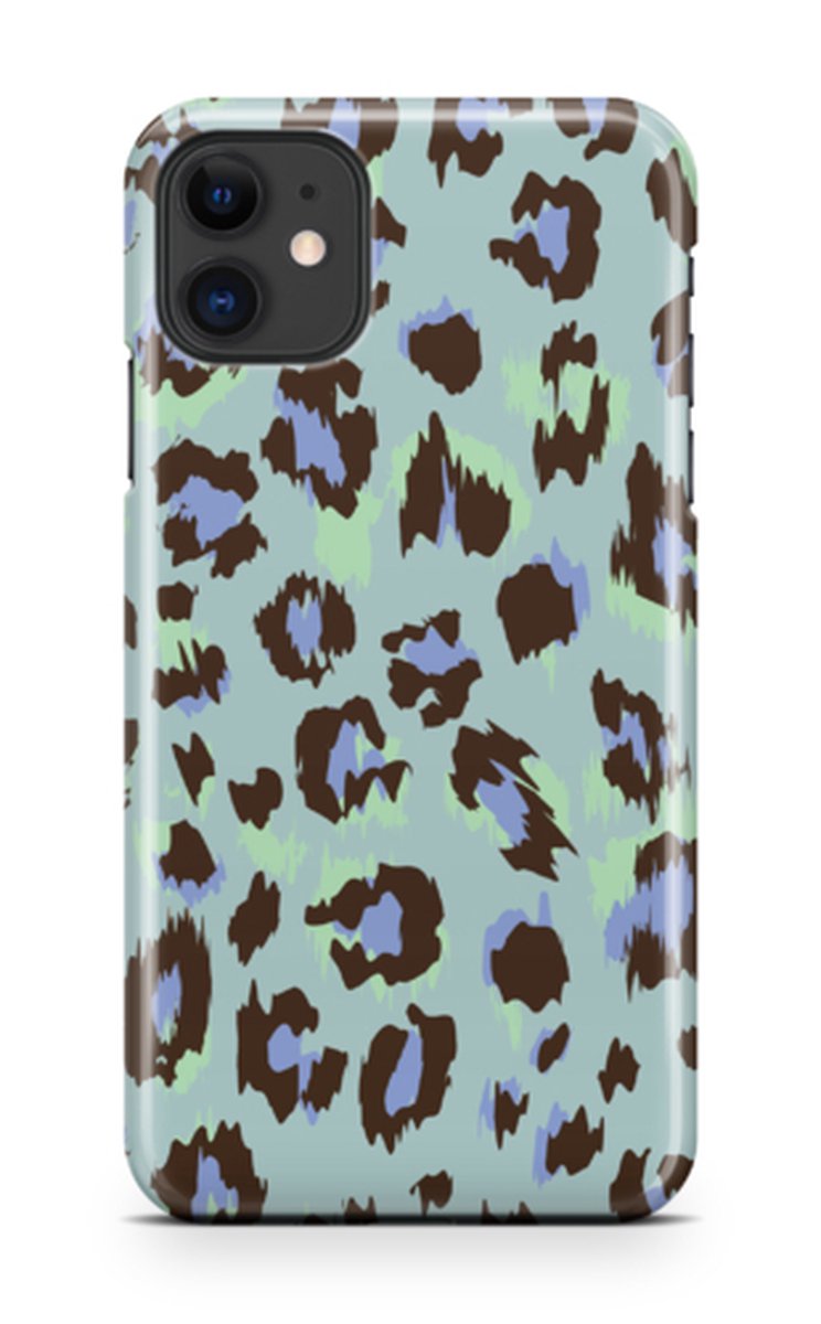 Telefoonhoesje geschikt voor Apple iPhone 11 - Premium Hardcase - Dun en glanzend - Dierenprintcollectie - Wild Cheetah Print - Blauw