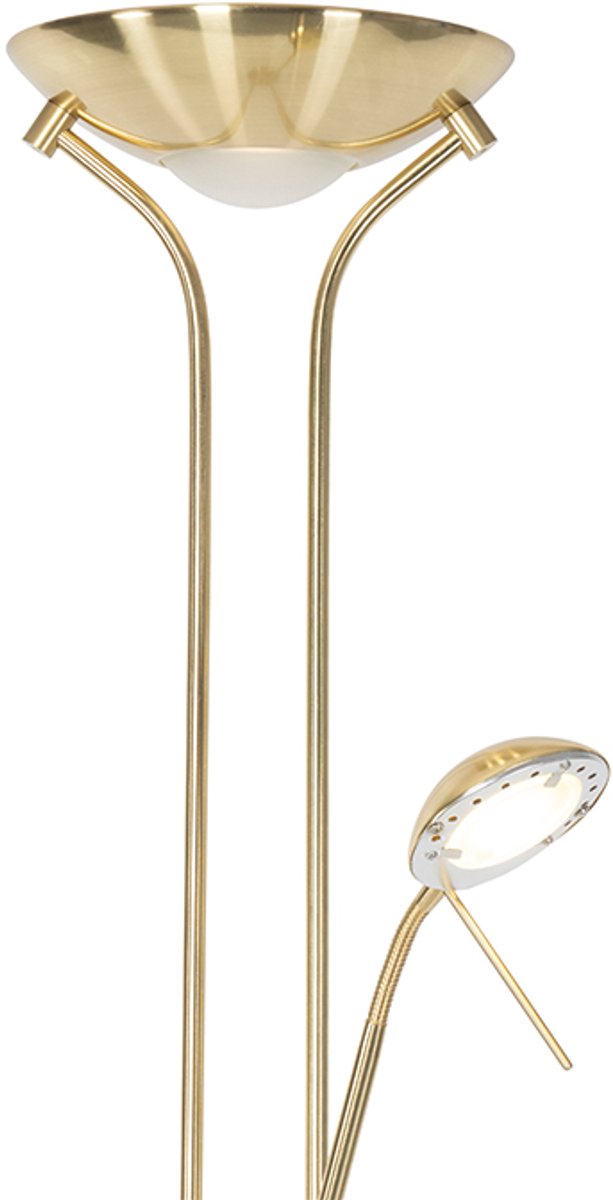 QAZQA diva - Moderne Dimbare LED Vloerlamp | Staande Lamp met Dimmer met leeslamp - 1 lichts - H 1800 mm - Goud/messing - Woonkamer | Slaapkamer | Keuken thumbnail 5